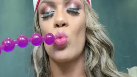 nasty TS Nurse Juliana Leal Has Some naughty joy With butthole Beads