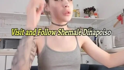 skinny Russian Trans honey With Tattoos Jerks Off Her large 10-Pounder On web camera