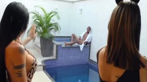 wicked ladyboys Nicolly Pantoja And Vitoria Neves Lure A boy Into sofa
