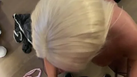 blond TS giant sexy woman pounding A Nerd