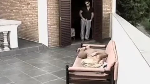 young Fair-haired ladyboy Melissa Merlin With large Jugs Is Fond Of Having Peanut Butter At The Patio