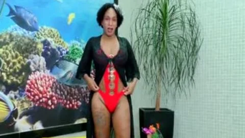 TS Granny Adrieli Pinheiro Self Sucks Her biggest Horse penis And Cums In throat