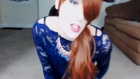 Redhead Crossdresser large penis webcam
