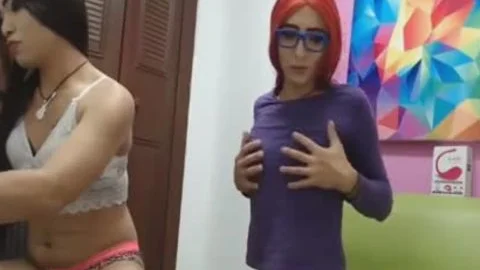 pair ladyboy Jerking weenie And Fingering booties